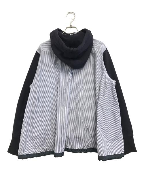 sacai（サカイ）sacai (サカイ) 異素材ドッキングパーカー ネイビー サイズ:3の古着・服飾アイテム