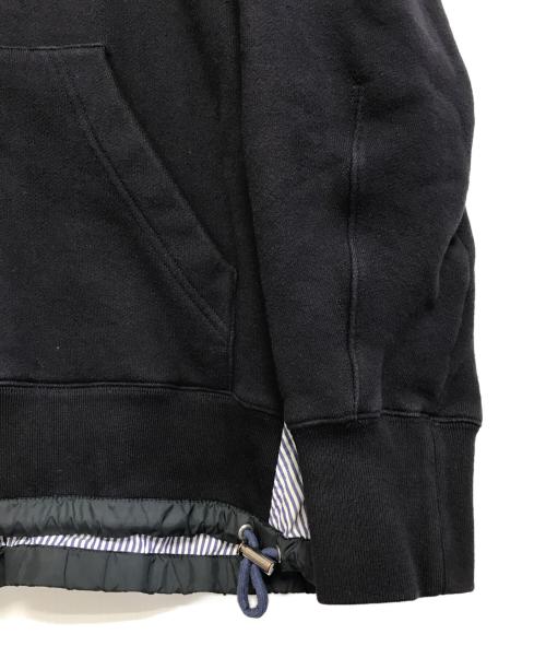 sacai（サカイ）sacai (サカイ) 異素材ドッキングパーカー ネイビー サイズ:3の古着・服飾アイテム