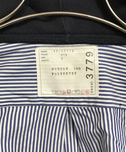 sacai（サカイ）sacai (サカイ) 異素材ドッキングパーカー ネイビー サイズ:3の古着・服飾アイテム