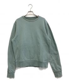 Maison Margiela（メゾンマルジェラ）の古着「レザーエルボーパッチスウェットシャツ」｜スカイブルー