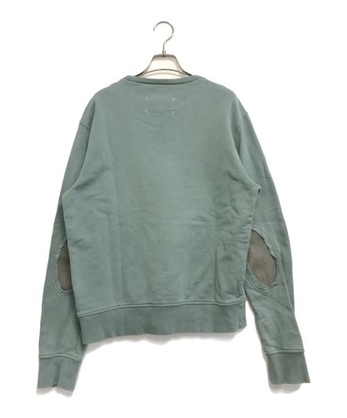 Maison Margiela（メゾンマルジェラ）Maison Margiela (メゾンマルジェラ) レザーエルボーパッチスウェットシャツ スカイブルー サイズ:SIZE 46の古着・服飾アイテム