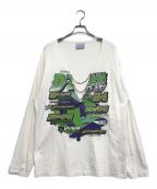 BLUEMARBLEブルーマーブル）の古着「Moto print vneck sleeveles」｜ホワイト