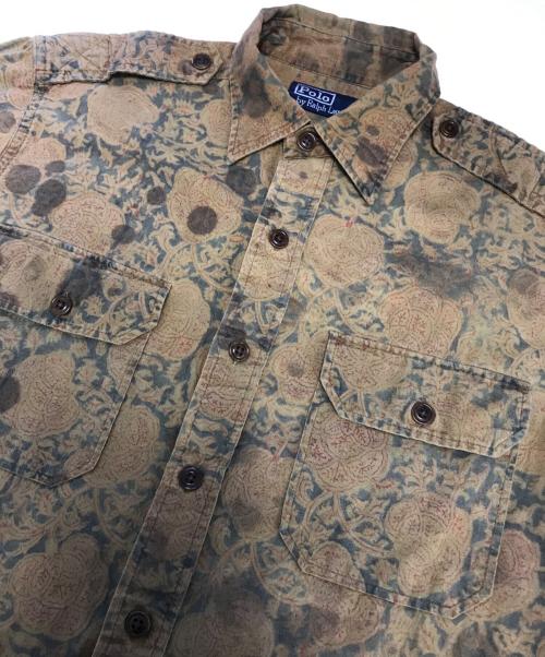 POLO RALPH LAUREN（ポロ・ラルフローレン）POLO RALPH LAUREN (ポロ・ラルフローレン) エポレット付総柄シャツ ブラウン サイズ:Sの古着・服飾アイテム