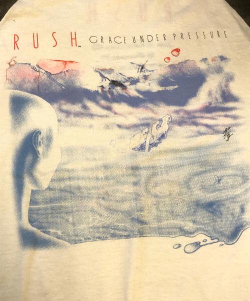 バンドTシャツ（バンドTシャツ）バンドTシャツ (バンドTシャツ) RUSH(ラッシュ) バンドTシャツ カーキ サイズ:Lの古着・服飾アイテム