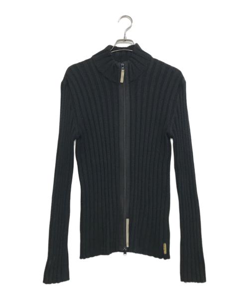 ARMANI JEANS（アルマーニジーンズ）ARMANI JEANS (アルマーニジーンズ) ジップアップニット ブラック サイズ:XLの古着・服飾アイテム