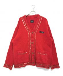 SYU.HOMME/FEMM（シュウオムフェム）の古着「スパンコールカーディガン」｜レッド