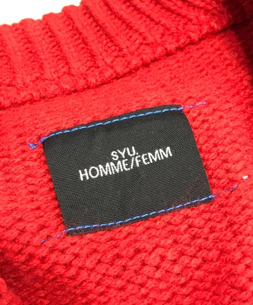 SYU.HOMME/FEMM（シュウオムフェム）SYU.HOMME/FEMM (シュウオムフェム) スパンコールカーディガン レッド サイズ:2の古着・服飾アイテム