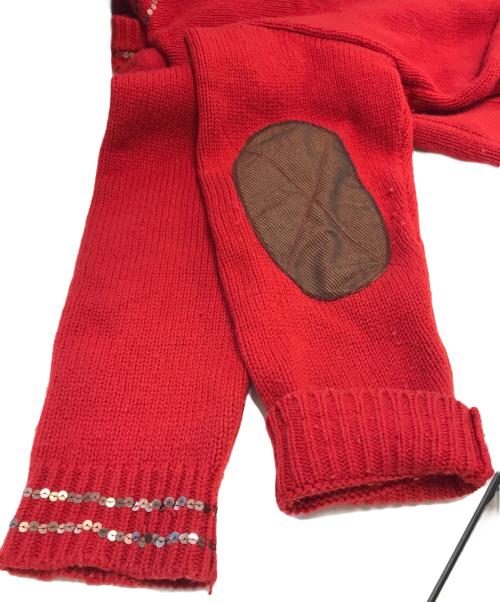 SYU.HOMME/FEMM（シュウオムフェム）SYU.HOMME/FEMM (シュウオムフェム) スパンコールカーディガン レッド サイズ:2の古着・服飾アイテム