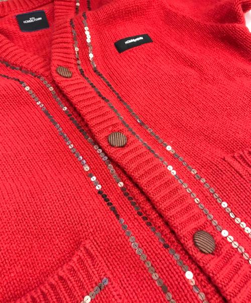 SYU.HOMME/FEMM（シュウオムフェム）SYU.HOMME/FEMM (シュウオムフェム) スパンコールカーディガン レッド サイズ:2の古着・服飾アイテム