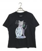 MM6エムエムシックス）の古着「キャット＆グリッタープリントTシャツ」｜ブラック