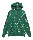 MAYOメイヨー）の古着「CROSS BONES Embroidery Hoodie」｜グリーン