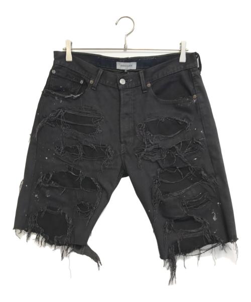 INNOCENCE NY（イノセンス ニューヨーク）INNOCENCE NY (イノセンス ニューヨーク) デストロイクラッシュデニムハーフパンツ ブラック サイズ:32の古着・服飾アイテム
