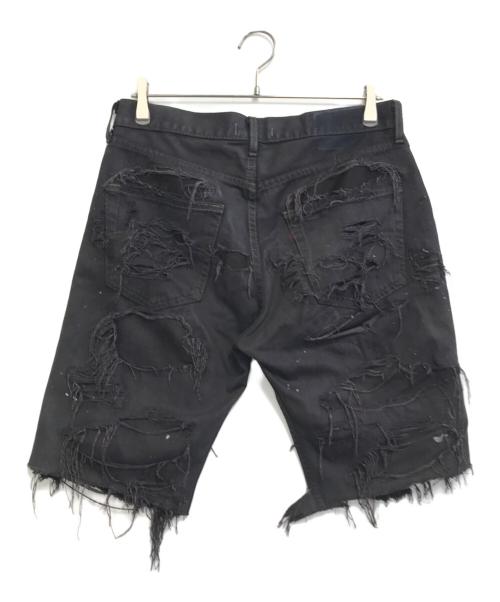 INNOCENCE NY（イノセンス ニューヨーク）INNOCENCE NY (イノセンス ニューヨーク) デストロイクラッシュデニムハーフパンツ ブラック サイズ:32の古着・服飾アイテム