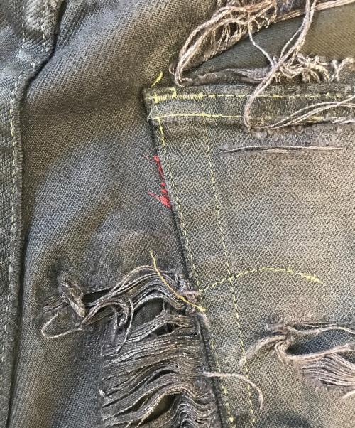 INNOCENCE NY（イノセンス ニューヨーク）INNOCENCE NY (イノセンス ニューヨーク) デストロイクラッシュデニムハーフパンツ ブラック サイズ:32の古着・服飾アイテム