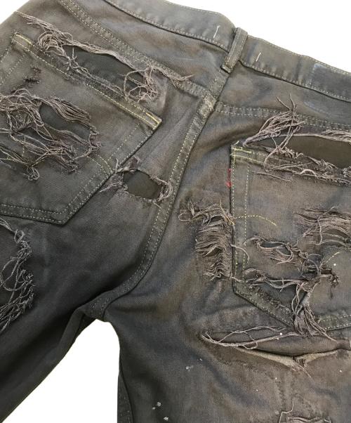 INNOCENCE NY（イノセンス ニューヨーク）INNOCENCE NY (イノセンス ニューヨーク) デストロイクラッシュデニムハーフパンツ ブラック サイズ:32の古着・服飾アイテム