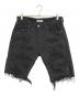 INNOCENCE NY（イノセンス ニューヨーク）の古着「デストロイクラッシュデニムハーフパンツ」｜ブラック