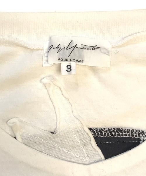 Yohji Yamamoto pour homme（ヨウジヤマモト プールオム）Yohji Yamamoto pour homme (ヨウジヤマモト プールオム) 立体ダメージデザイン Tシャツ ホワイト サイズ:3の古着・服飾アイテム