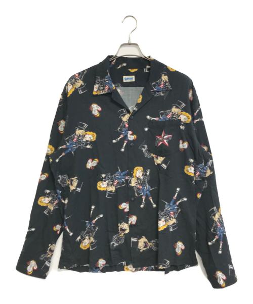 Schott（ショット）Schott (ショット) ハワイアンロングスリーブシャツ ブラック サイズ:Ⅼの古着・服飾アイテム