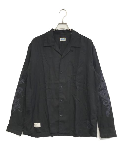 Schott（ショット）Schott (ショット) 袖刺繍シャツ ブラック サイズ:Ⅼの古着・服飾アイテム