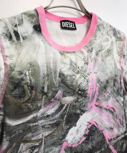 DIESEL（ディーゼル）DIESEL (ディーゼル) 総柄チビTシャツ グレー サイズ:Lの古着・服飾アイテム