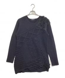 Y's（ワイズ）の古着「アシンメトリーデザインニット」｜ブラック