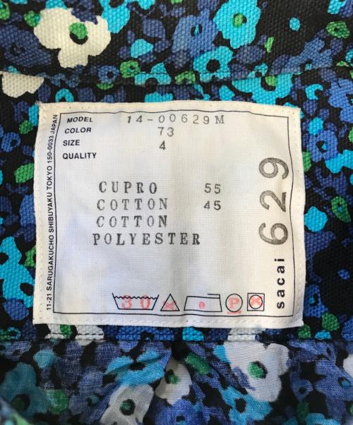 sacai（サカイ）sacai (サカイ) フラワープリント ドローストリングシャツ ブルー サイズ:4の古着・服飾アイテム