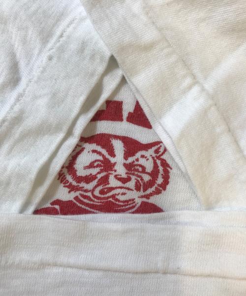 Allison（アリソン）Allison (アリソン) 染込み三段プリントTシャツ ホワイト サイズ:Mの古着・服飾アイテム