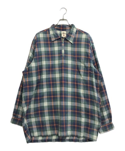 stussy（ステューシー）stussy (ステューシー) ハーフジップチェックシャツ マルチカラー サイズ:XL　　　の古着・服飾アイテム
