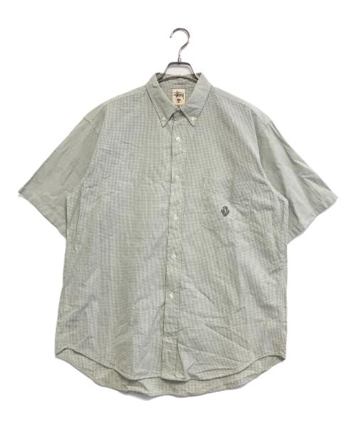 stussy（ステューシー）stussy (ステューシー) シアサッカーS/Sシャツ グリーン サイズ:XLの古着・服飾アイテム