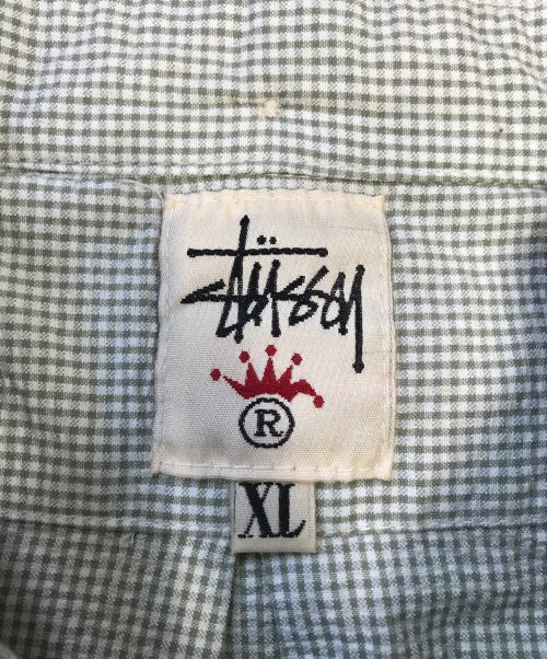 stussy（ステューシー）stussy (ステューシー) シアサッカーS/Sシャツ グリーン サイズ:XLの古着・服飾アイテム
