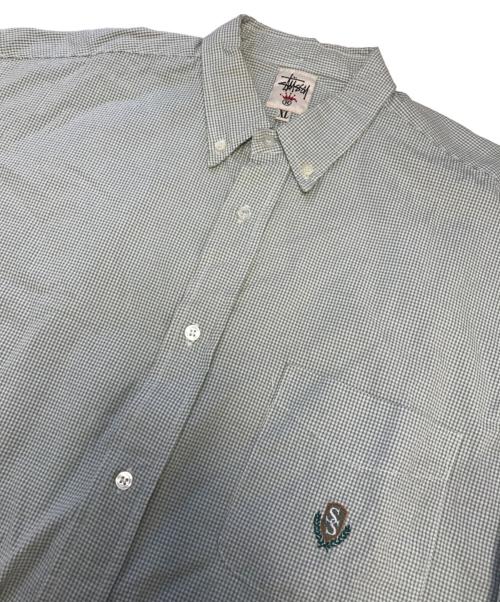 stussy（ステューシー）stussy (ステューシー) シアサッカーS/Sシャツ グリーン サイズ:XLの古着・服飾アイテム
