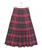 ROBE DE CHAMBRE COMME DES GARCONSローブドシャンブル コムデギャルソン）の古着「プリーツチェックスカート」｜レッド