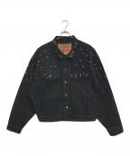 LEVI'Sリーバイス）の古着「スタッズリメイク ブラックデニムジャケット」｜ブラック