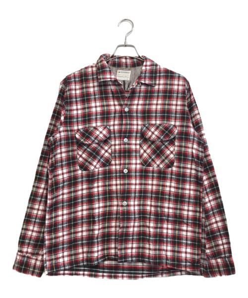 kentfield（ケントフィールド）kentfield (ケントフィールド) オープンカラーチェックシャツ レッド サイズ:Mの古着・服飾アイテム