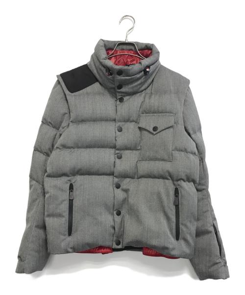 MONCLER GRENOBLE（モンクレール グルノーブル）MONCLER GRENOBLE (モンクレール グルノーブル) ヘリンボーン ダウンジャケット グレー サイズ:2の古着・服飾アイテム