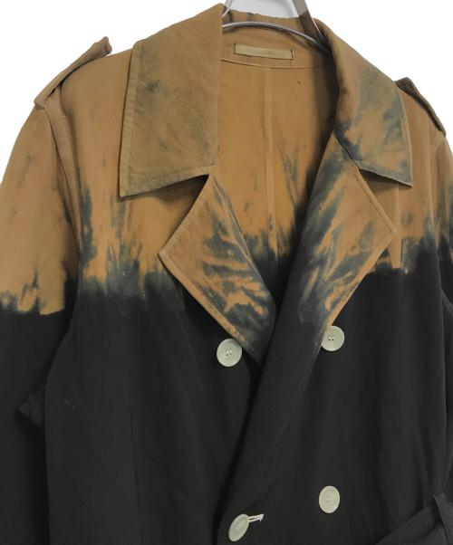 YOHJI YAMAMOTO（ヨウジヤマモト）YOHJI YAMAMOTO (ヨウジヤマモト) タイダイ染めトレンチコート ブラック サイズ:Sの古着・服飾アイテム