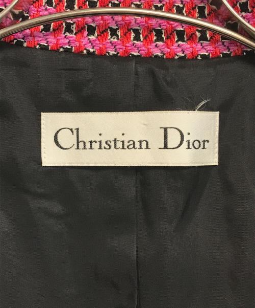 Christian Dior（クリスチャン ディオール）Christian Dior (クリスチャン ディオール) ツイード切替ジャケット ピンク サイズ:表記なしの古着・服飾アイテム