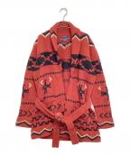 RALPH LAURENラルフローレン）の古着「ネイティブ柄ガウンニットカーディガン」｜レッド