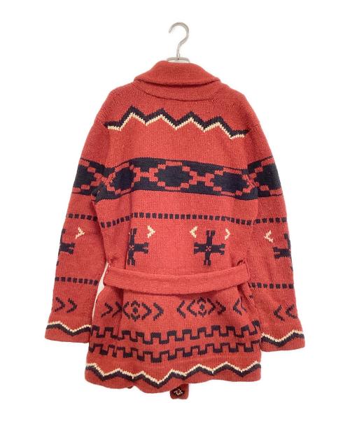 RALPH LAUREN（ラルフローレン）RALPH LAUREN (ラルフローレン) ネイティブ柄ガウンニットカーディガン レッド サイズ:XLの古着・服飾アイテム