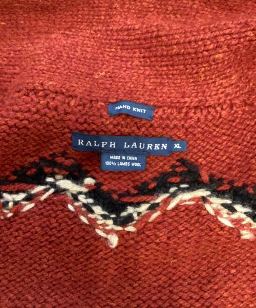 RALPH LAUREN（ラルフローレン）RALPH LAUREN (ラルフローレン) ネイティブ柄ガウンニットカーディガン レッド サイズ:XLの古着・服飾アイテム