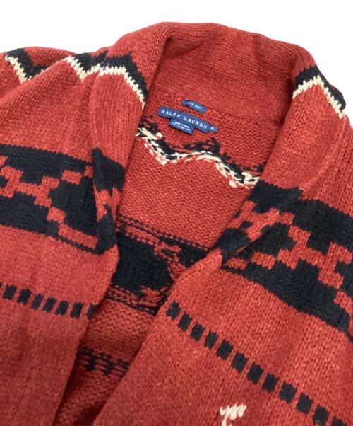 RALPH LAUREN（ラルフローレン）RALPH LAUREN (ラルフローレン) ネイティブ柄ガウンニットカーディガン レッド サイズ:XLの古着・服飾アイテム