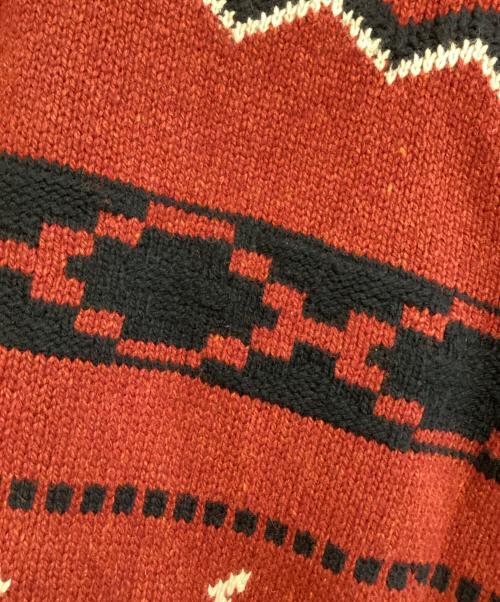 RALPH LAUREN（ラルフローレン）RALPH LAUREN (ラルフローレン) ネイティブ柄ガウンニットカーディガン レッド サイズ:XLの古着・服飾アイテム