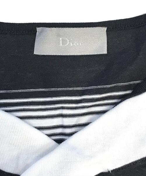 DIOR HOMME（ディオール オム）DIOR HOMME (ディオール オム) クロスデザインボーダーTシャツ ブラック サイズ:表記なしの古着・服飾アイテム