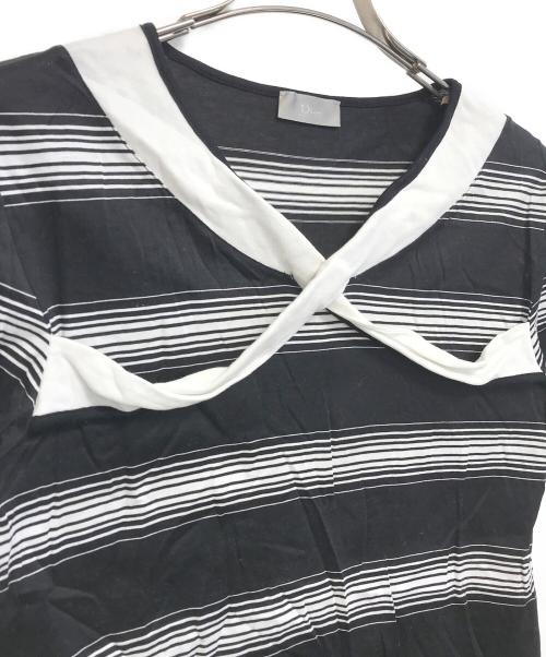 DIOR HOMME（ディオール オム）DIOR HOMME (ディオール オム) クロスデザインボーダーTシャツ ブラック サイズ:表記なしの古着・服飾アイテム
