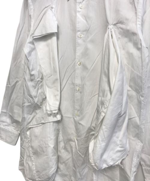 COMME des GARCONS HOMME PLUS（コムデギャルソンオムプリュス）COMME des GARCONS HOMME PLUS (コムデギャルソンオムプリュス) スイッチング ロングドレス シャツ ホワイト サイズ:XSの古着・服飾アイテム