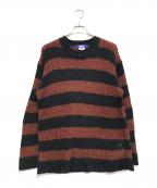 COMME des GARCONS JUNYA WATANABE MANコム デ ギャルソン ジュンヤ ワタナベ マン）の古着「綿天竺針抜きボーダーニット」｜ブラウン