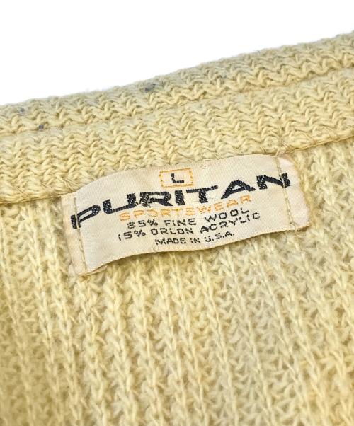 PURITAN（ピューリタン）PURITAN (ピューリタン) ニットカーディガン 黄緑 サイズ:Lの古着・服飾アイテム