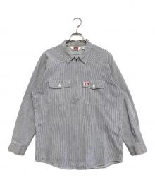 BEN DAVIS（ベンデイビス）の古着「ヒッコリーハーフジップワークシャツ」｜ブルー