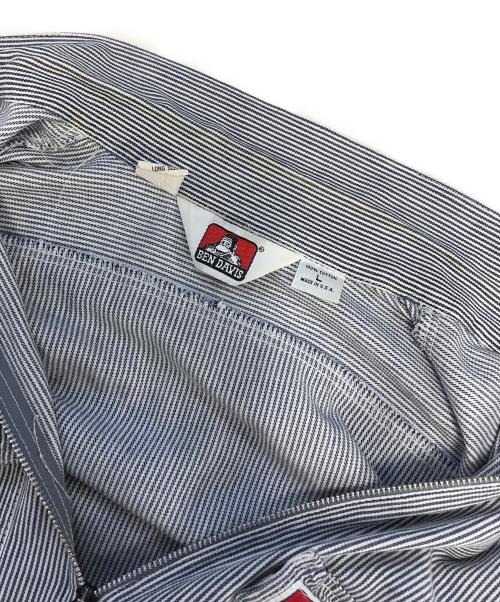 BEN DAVIS（ベンデイビス）BEN DAVIS (ベンデイビス) ヒッコリーハーフジップワークシャツ ブルー サイズ:Lの古着・服飾アイテム
