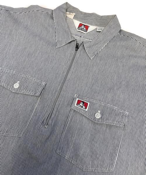 BEN DAVIS（ベンデイビス）BEN DAVIS (ベンデイビス) ヒッコリーハーフジップワークシャツ ブルー サイズ:Lの古着・服飾アイテム
